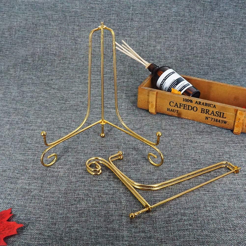 Iron Plate Stand Holder Easel Display Stand for Plate?Picture?Photo / Gold / 8 Inch / Set of 3