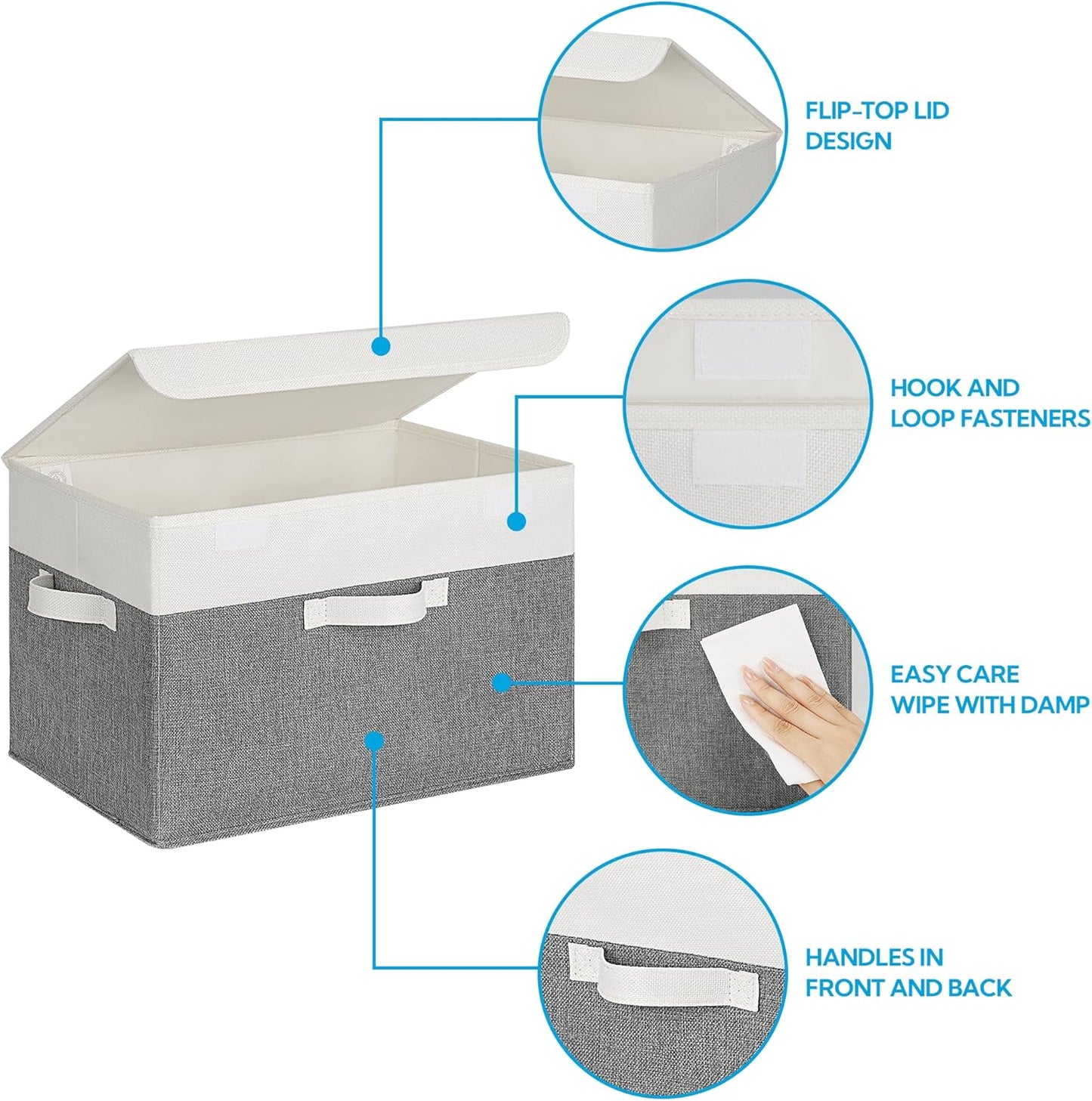 Storage Basket / Large Storage Bins / White/gray / Extra Large / Set of 2