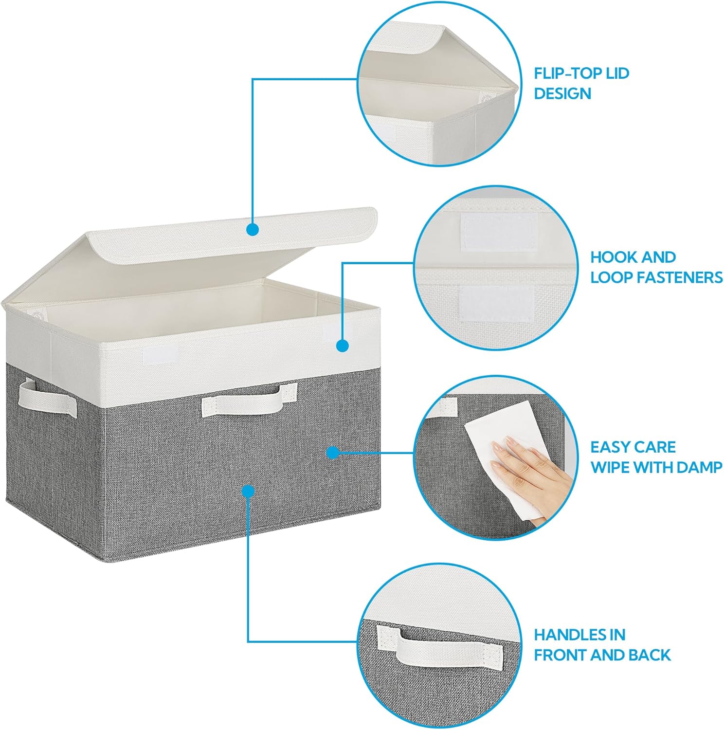 Storage Basket / Large Storage Bins / White/gray / Extra Large / Set of 2
