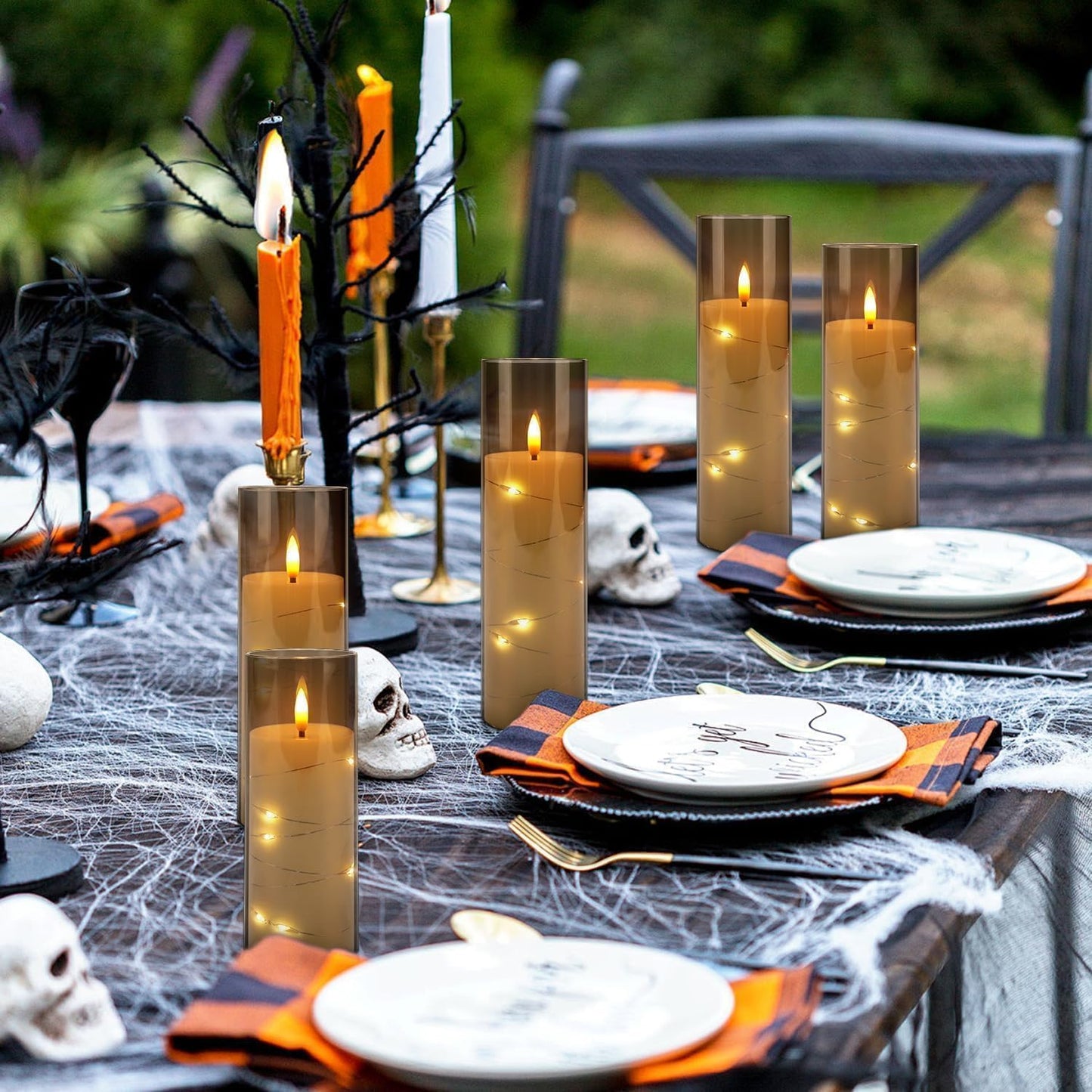 YOROXRG 24 Pack Halloween Decoration Flickering Flameless Candles, Battery Operated LED Candles for New Year, Home