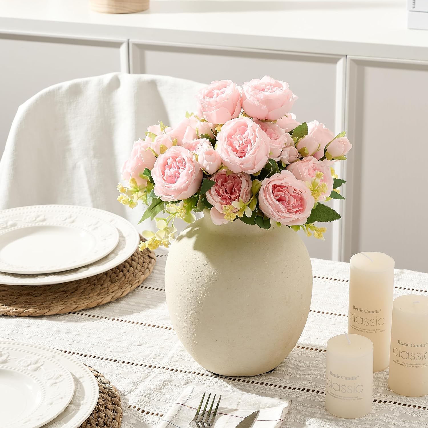 Ceramic Decorative Flower Vase / 1007-white / 7.48 Inch