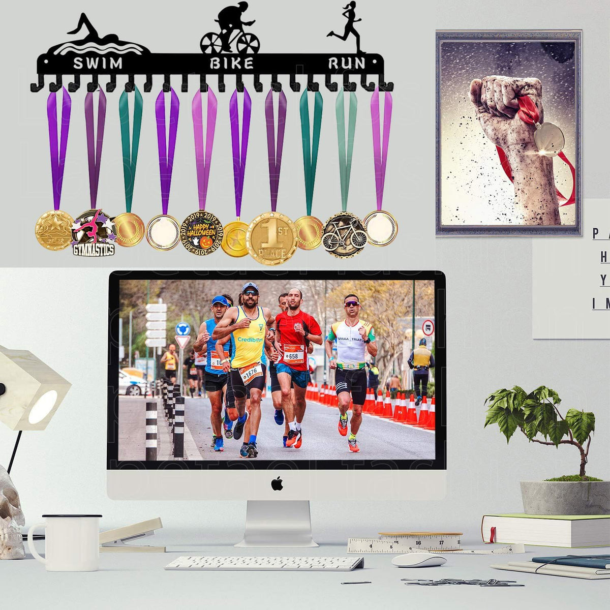 Medal Hanger Display Rack-Wall Mount Steel for 63+ Medals Easy to Install