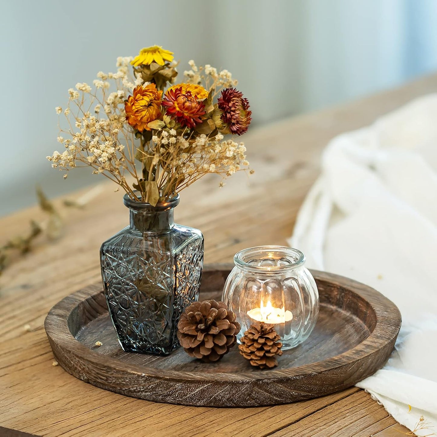 Farmhouse Wooden Candle Tray / Rustic / 11 Inch