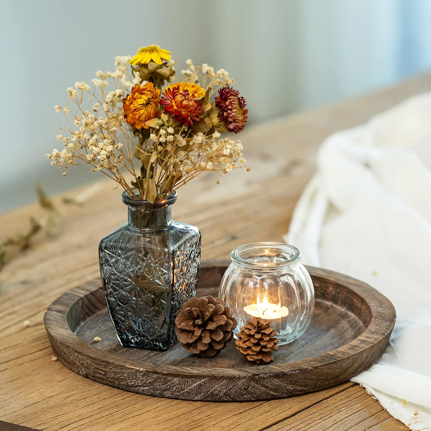 Farmhouse Wooden Candle Tray / Rustic / 11 Inch