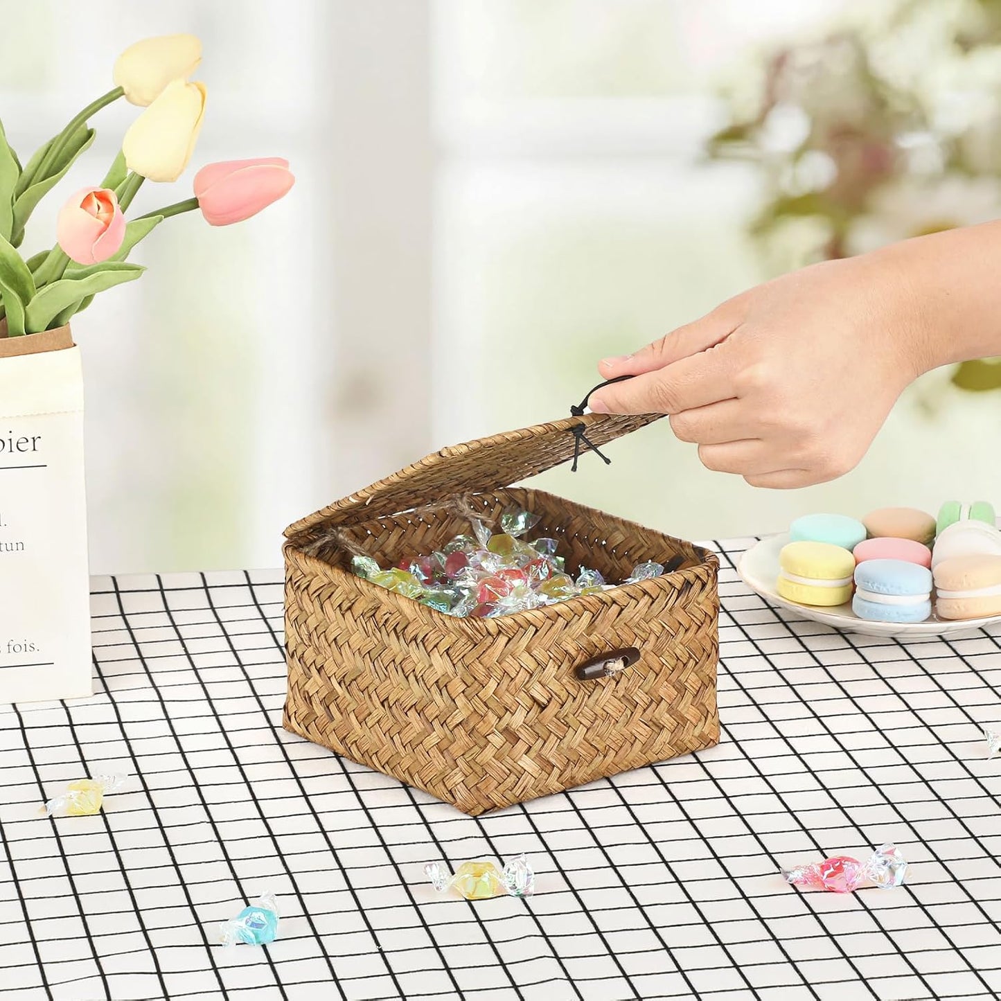 Wicker Shelf Baskets Bins / Small / Caramel