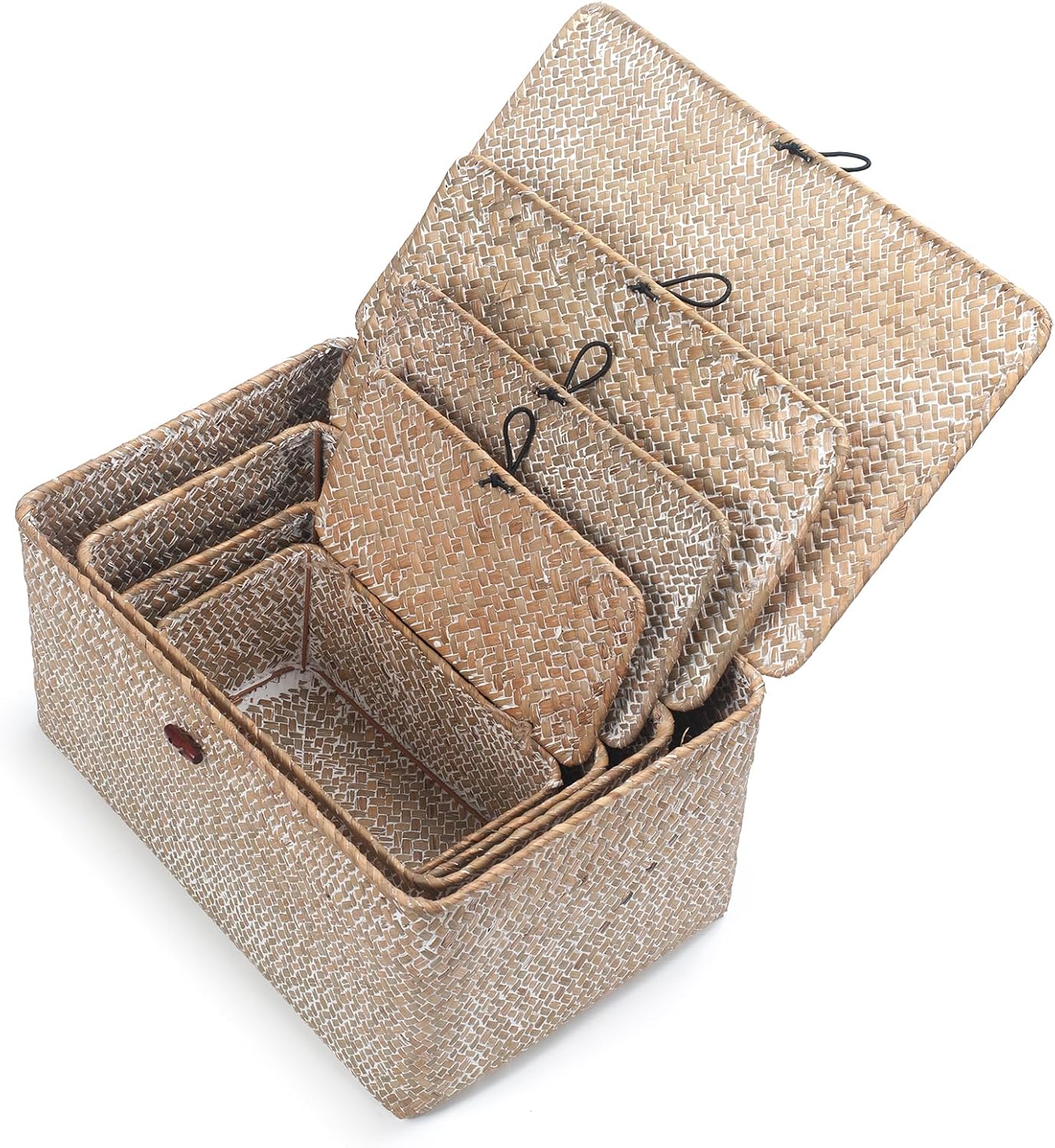 Wicker Basket / Seagrass Storage Basket / Whitewash