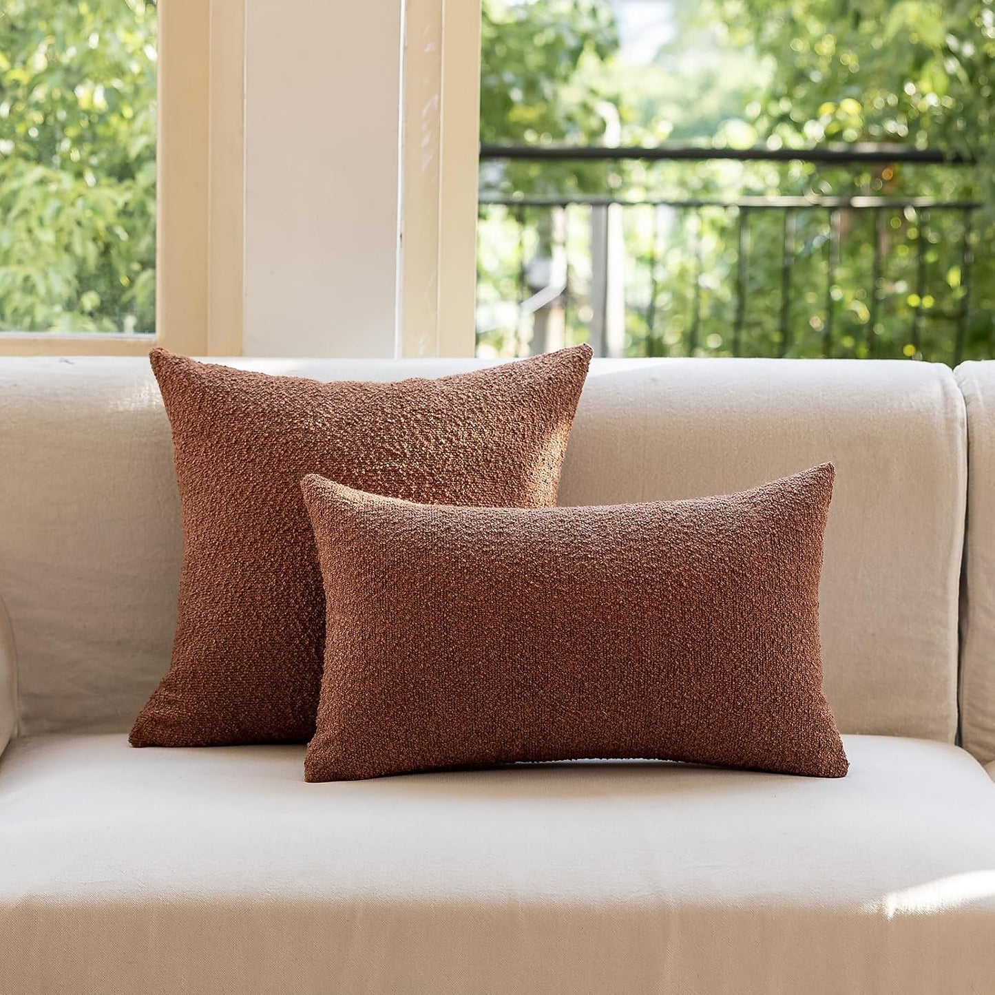 Decorative Throw Pillow Covers / Tobacco Brown / 18 x 18 / Set of 2
