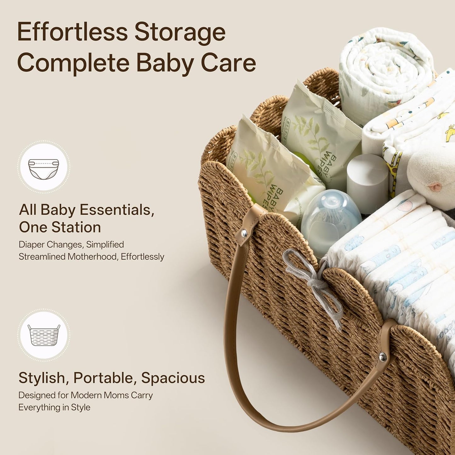 Paper Rope Scalloped Storage Baskets Nursery Bin / Brown / Large
