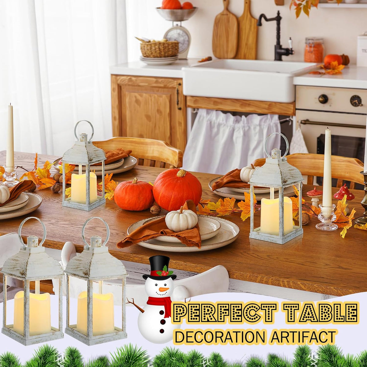 12 Pack 10 Inch White Decorative Candle Lantern Bulk LED Flameless | Lanterns Centerpiece Battery Powered Flameless
