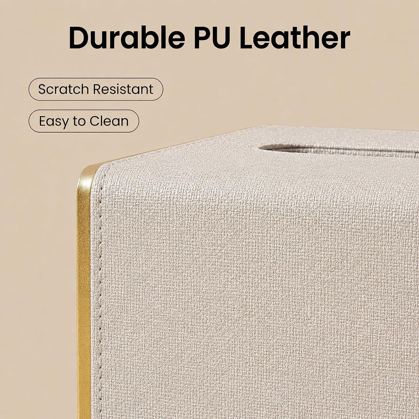 Linen Tissue Box Holder / Beige