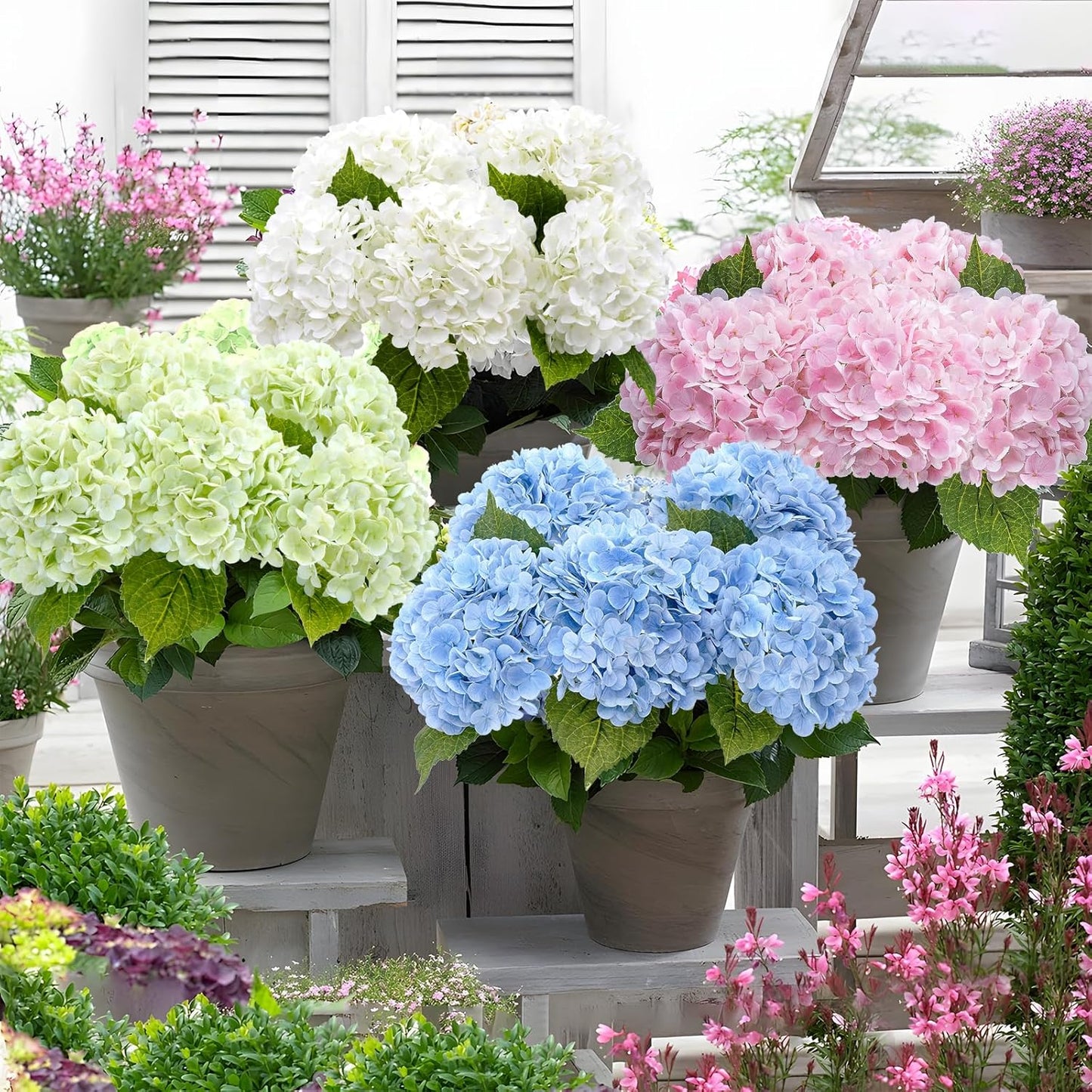 Full Latex Faux Hydrangea Flowers / Blue / Set of 3