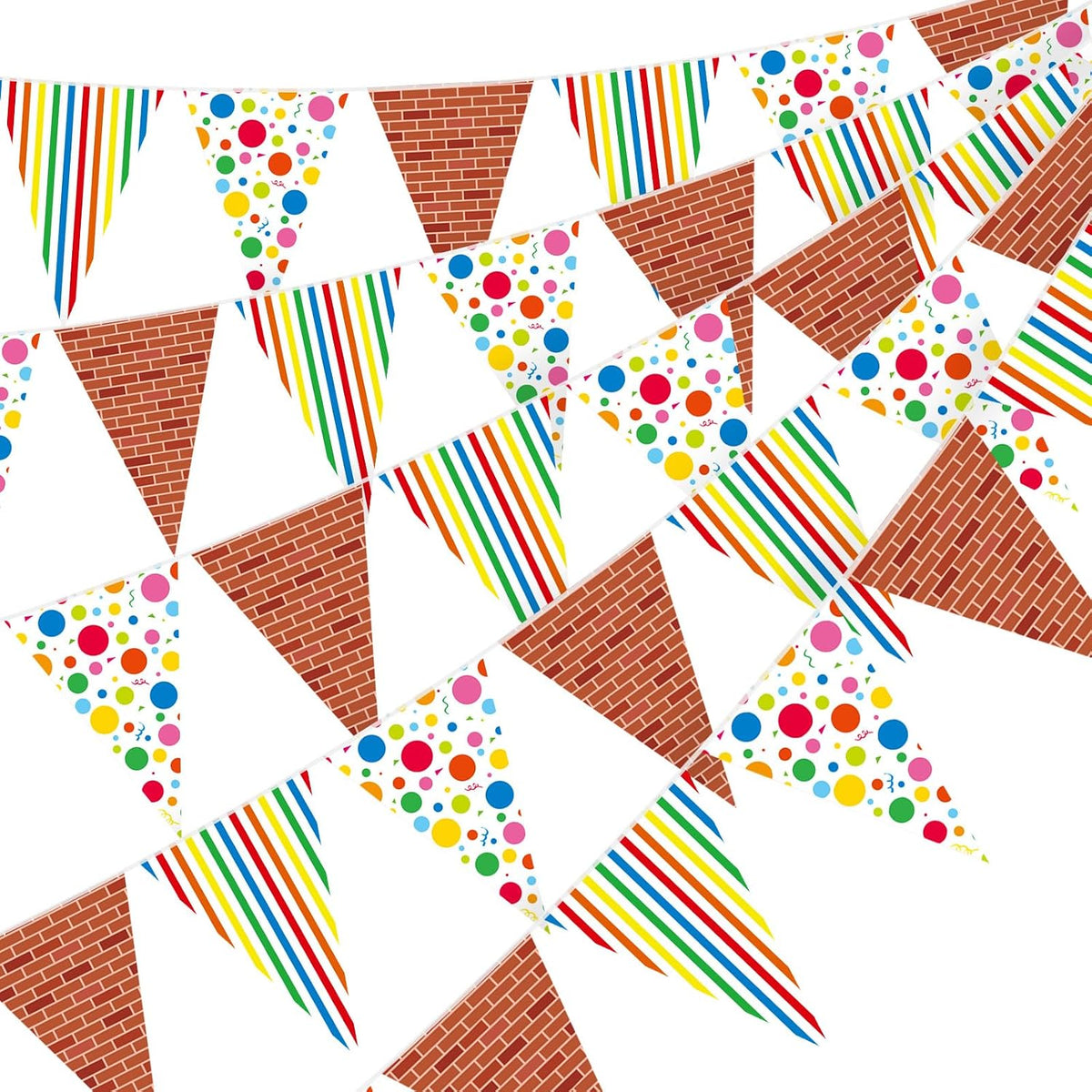 Jetec 5 Pcs 49 Ft Red Brick Wall Pennant Banner Cartoon Friend Banner Decor