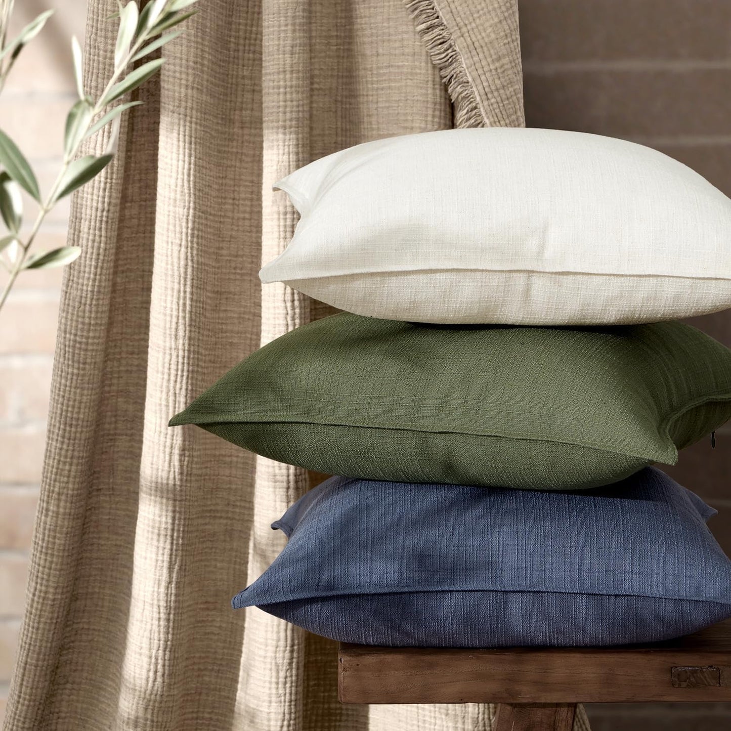 Decorative Pillow Covers / 18 x 18 / Natural Beige / Set of 2