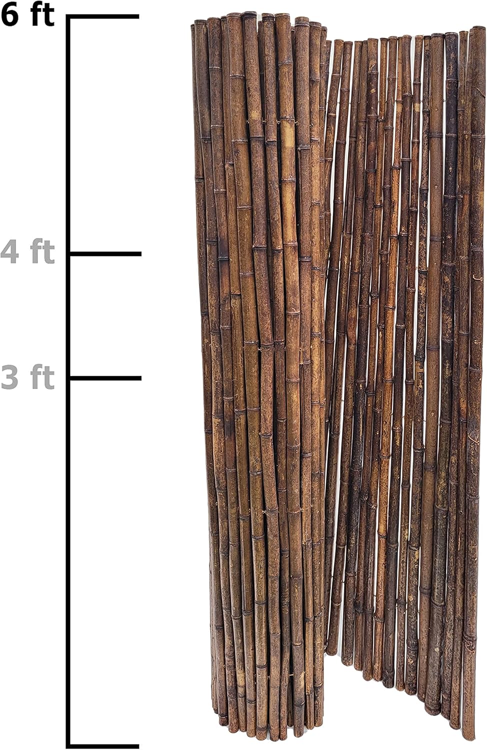 Bamboo Fencing Panel Roll / Caramel Brown / 0.75 In D x 72 In H x 96 In L