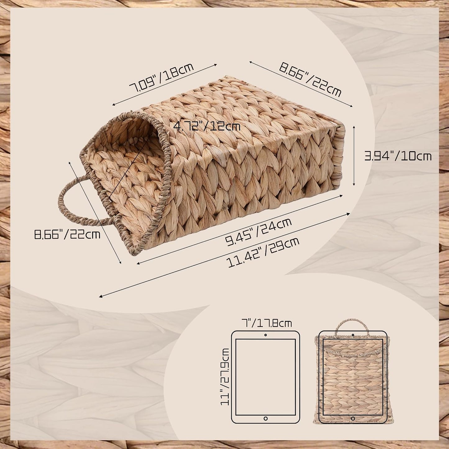 Handwoven Wicker Wall Hanging Baskets / Natural