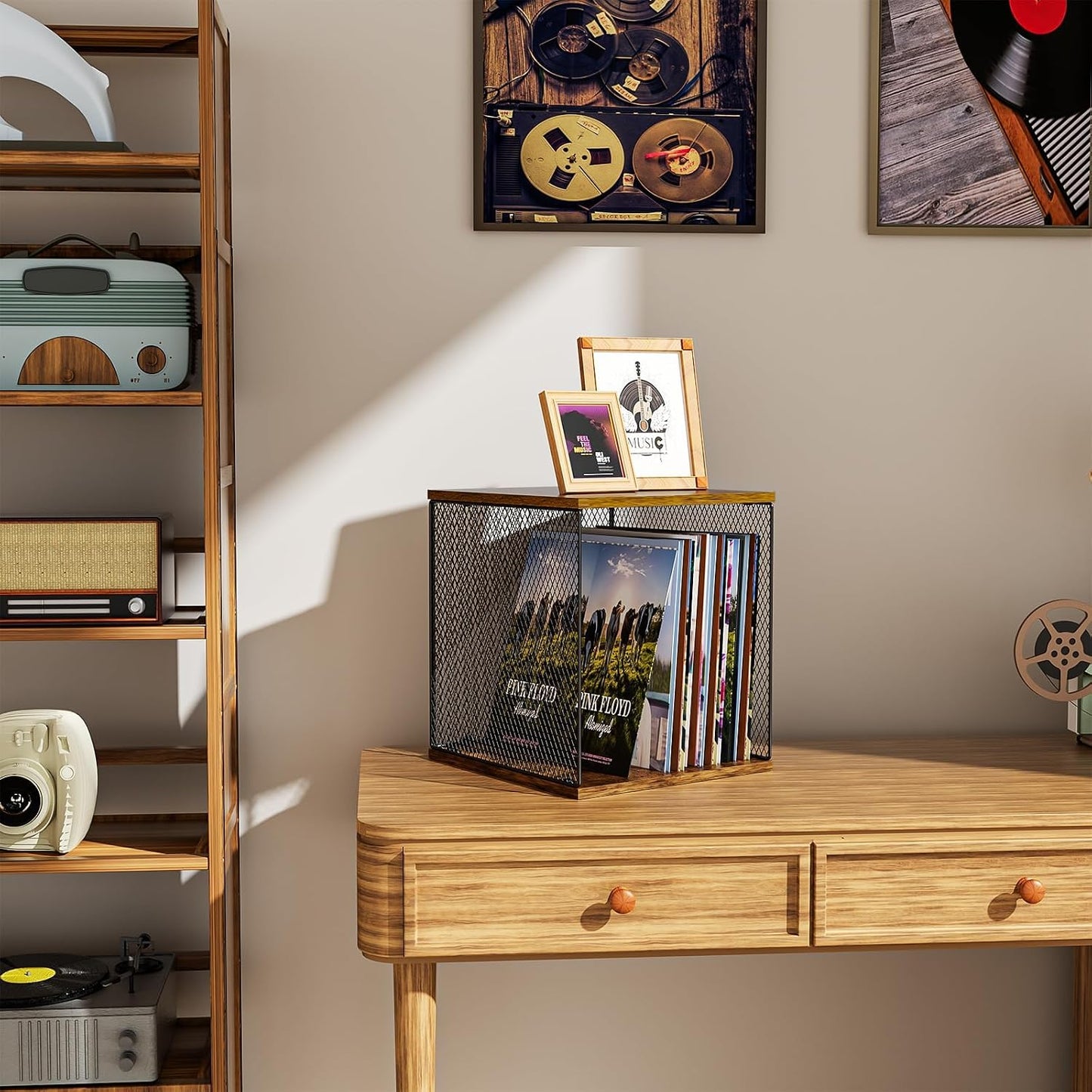 1 Cube Vinyl Record Storage, Retro & Durable Vinyl Crate and Record Holder | Modular Stackable Album Storage Record Box