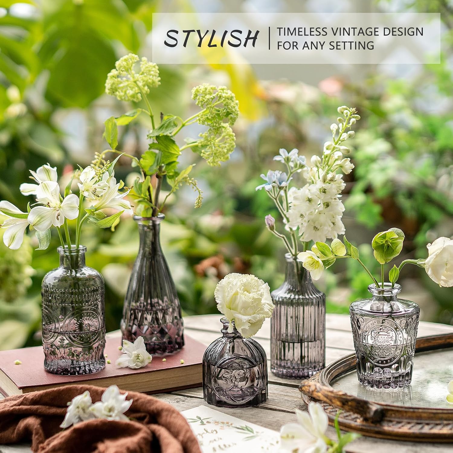 Mini Vintage Vase for Rustic / Black / Set of 12
