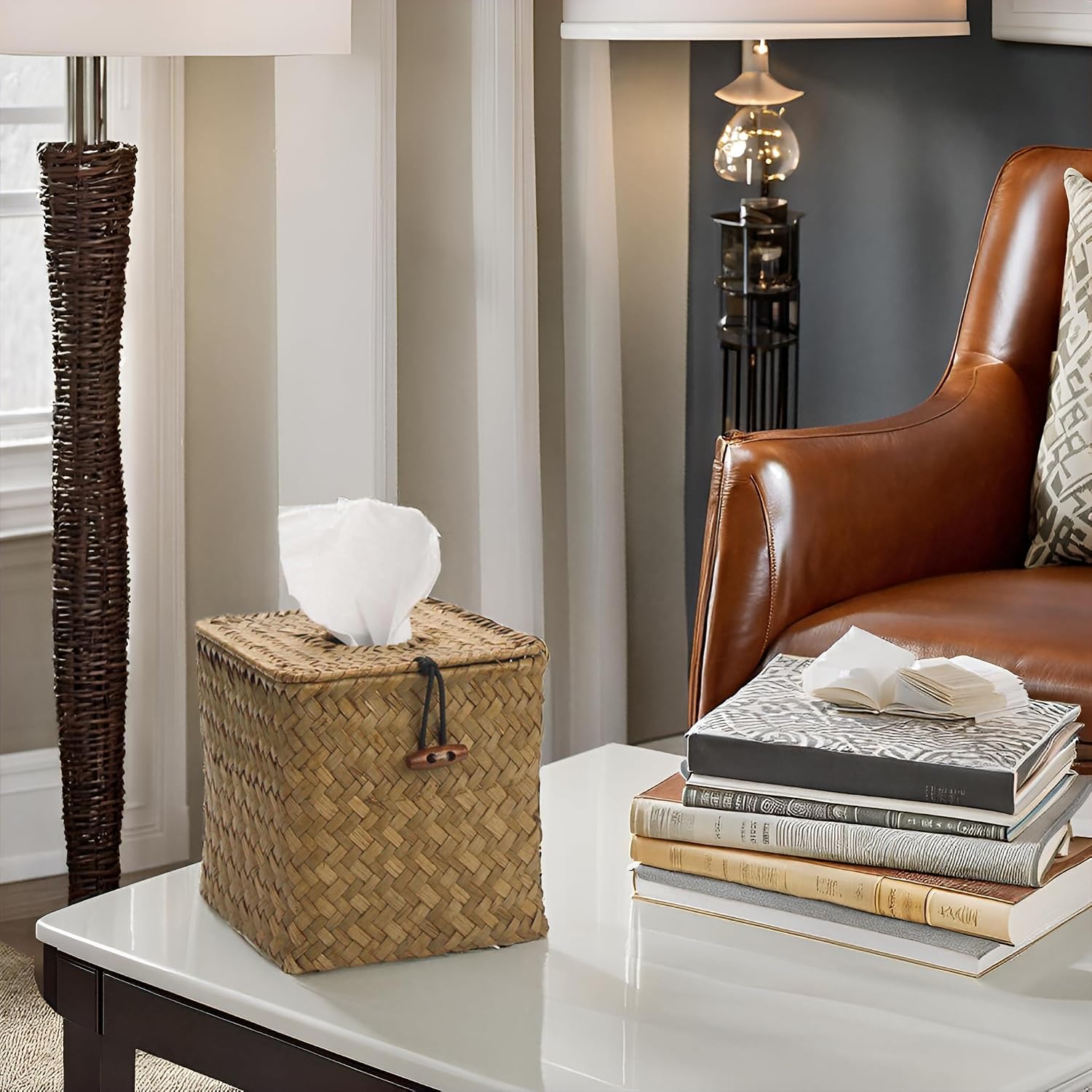 Seagrass Tissue Box Holder / Natural