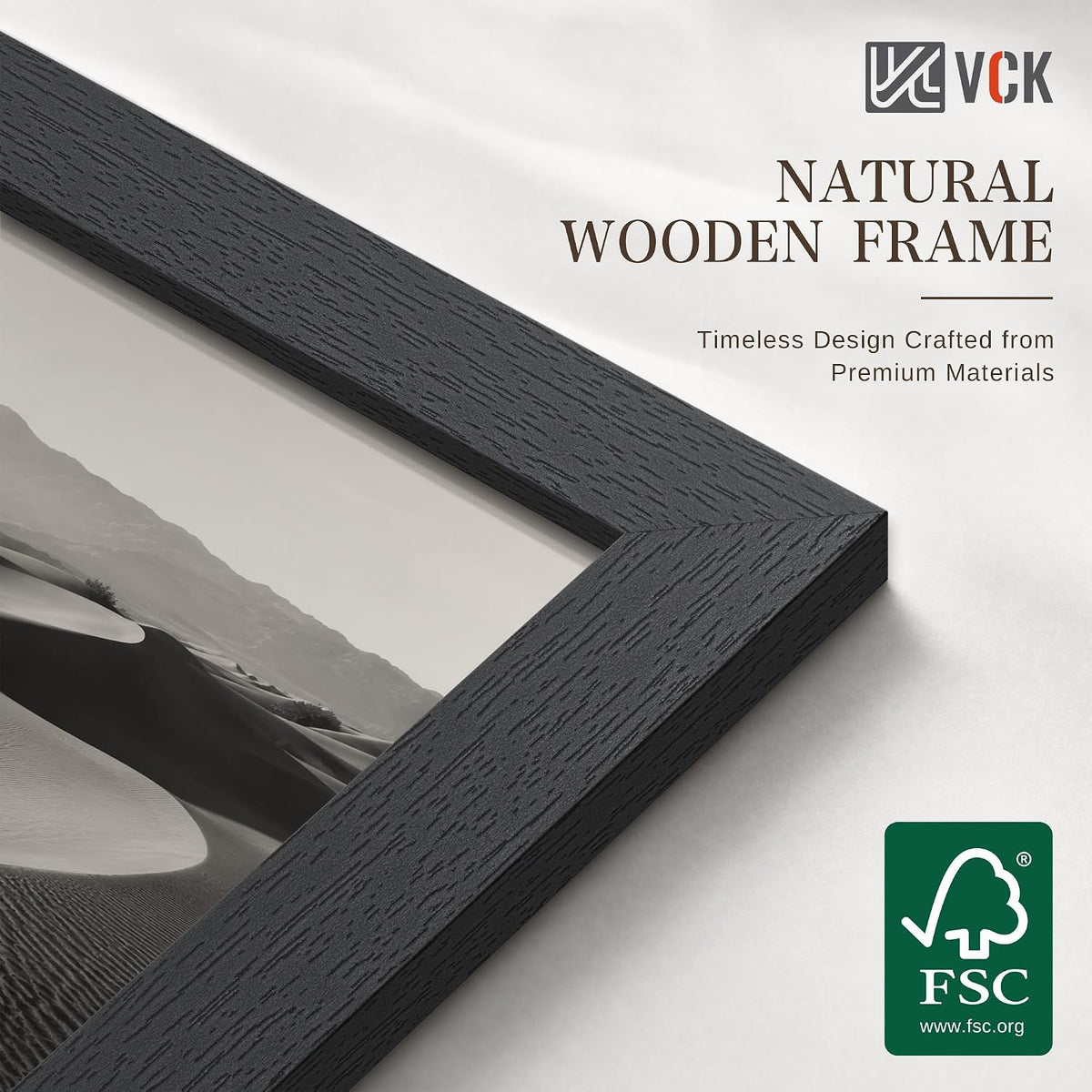 VCK 12x18 Picture Frame Set of 10 - Black, Wide Border Solid Wood Frame, Display Pictures in Horizontal and Vertical