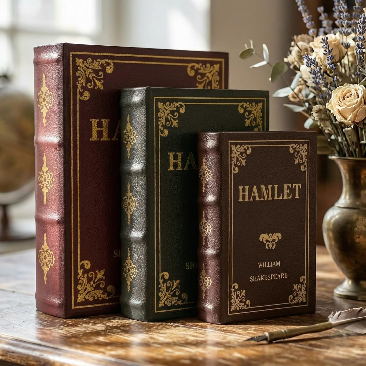 Wooden Hollow Book Box / Set of 3
