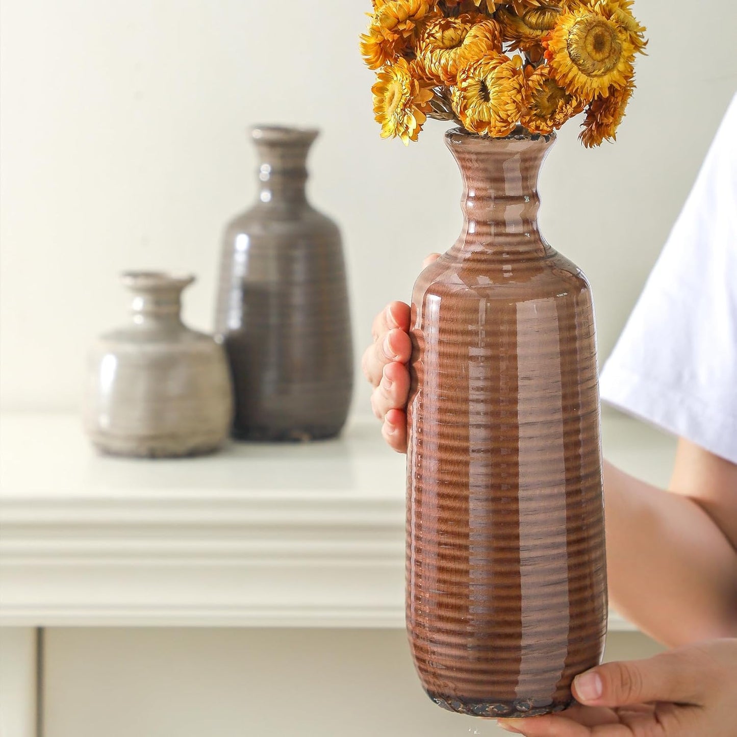Ceramic Vases / 011 Vase Set - Brown / Set of 3