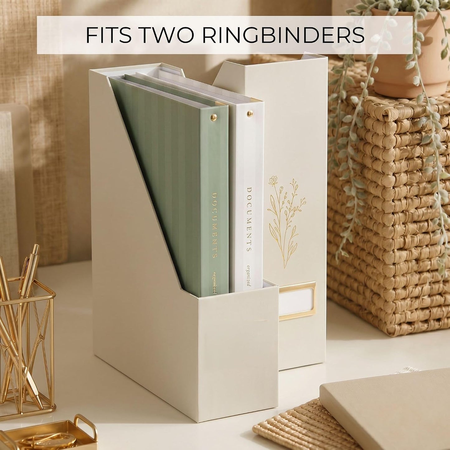 Beautiful Magazine Holder Set Of 3 - Sturdy File Holder for Desk Or Shelves | The Perfect Office Storage to