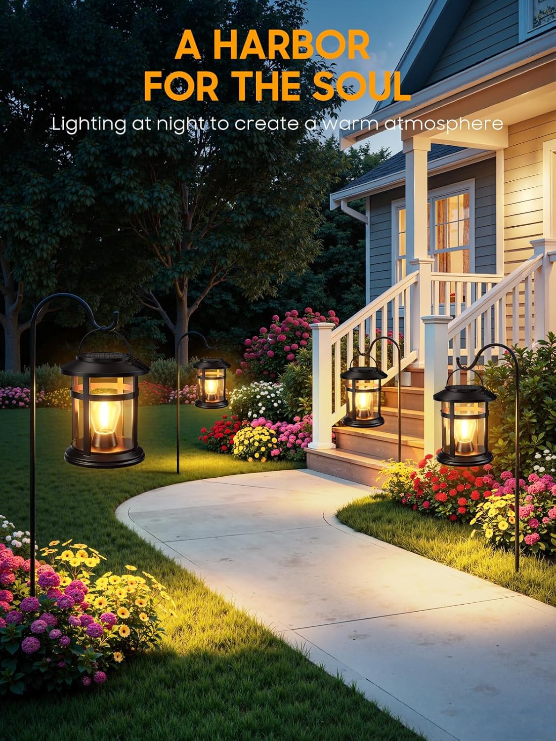 Solar Lantern Outdoor Waterproof, 2 Pack Bright Hanging Solar Lights for Outside Decorative, Upgraded Solar Powered