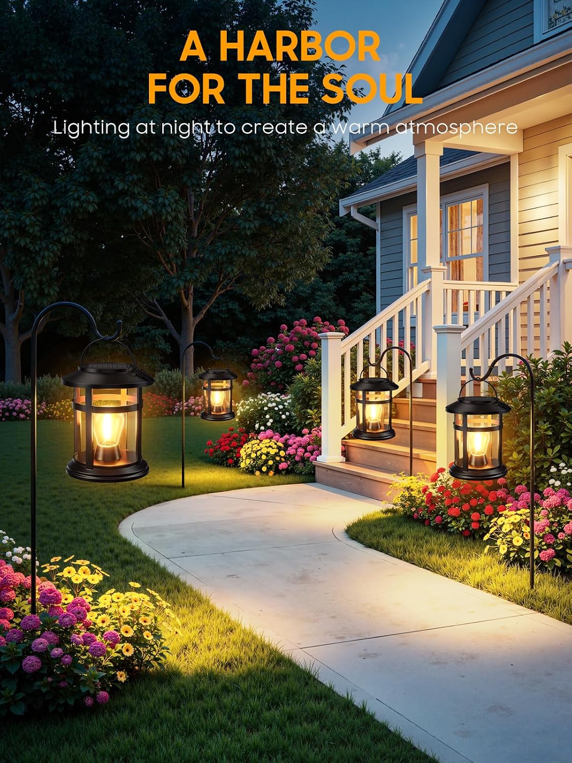 Solar Lantern Outdoor Waterproof, 6 Pack Bright Hanging Solar Lights for Outside Decorative, Upgraded Solar Powered