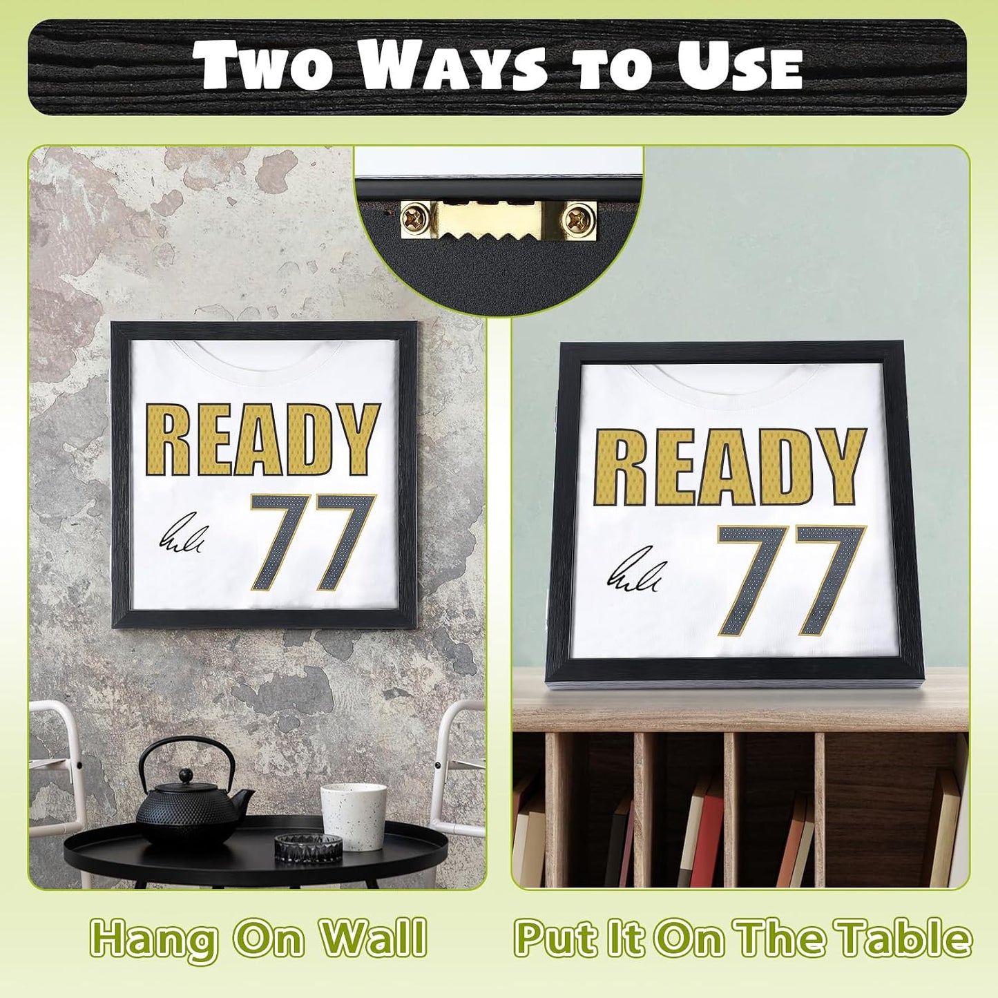 2PACK T Shirt Display Frame, 11.3" X 11.3" Black Imitation Wood Shadow Box | UV-Protective Acrylic, 1" Depth for