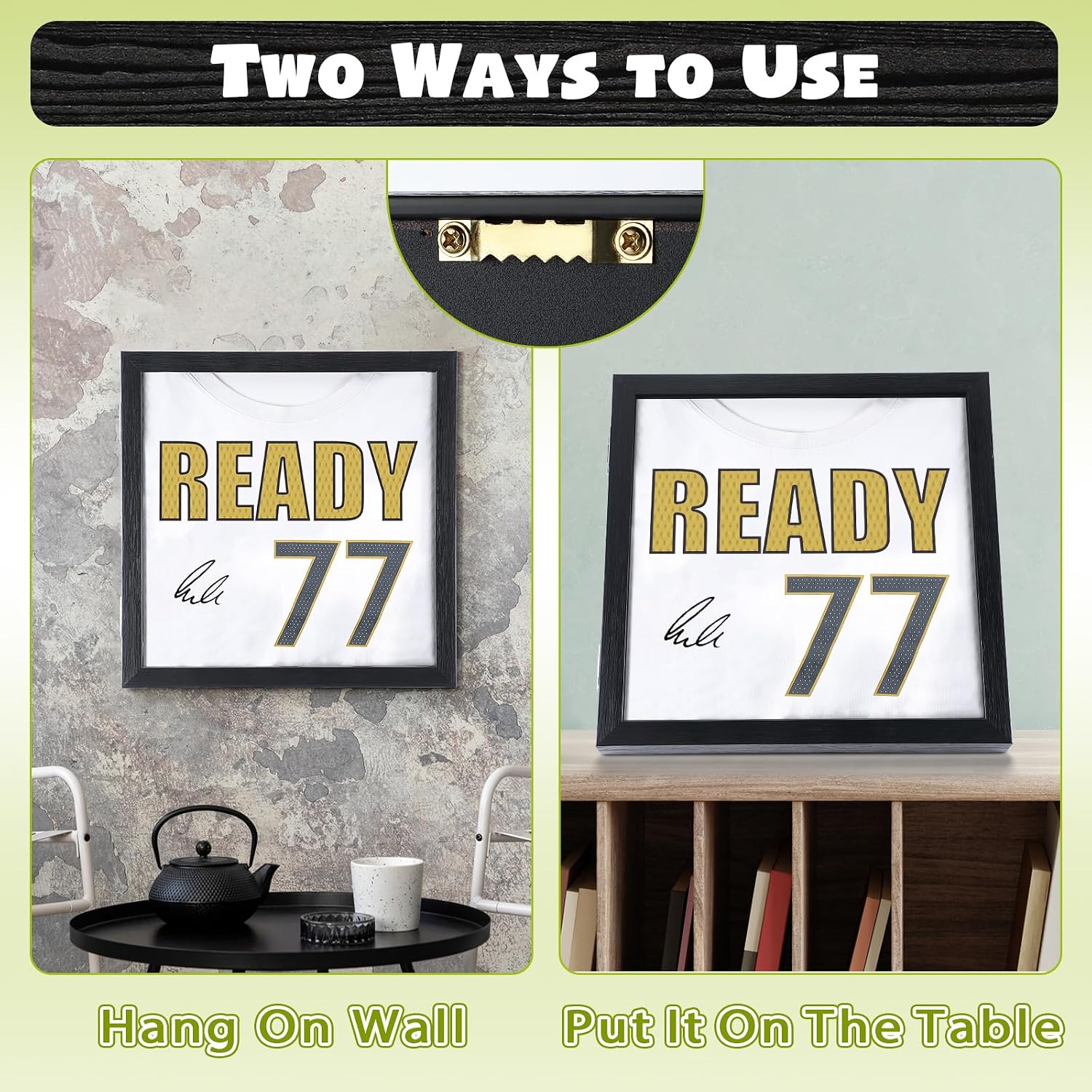 2PACK T Shirt Display Frame, 11.3" X 11.3" Black Imitation Wood Shadow Box | UV-Protective Acrylic, 1" Depth for