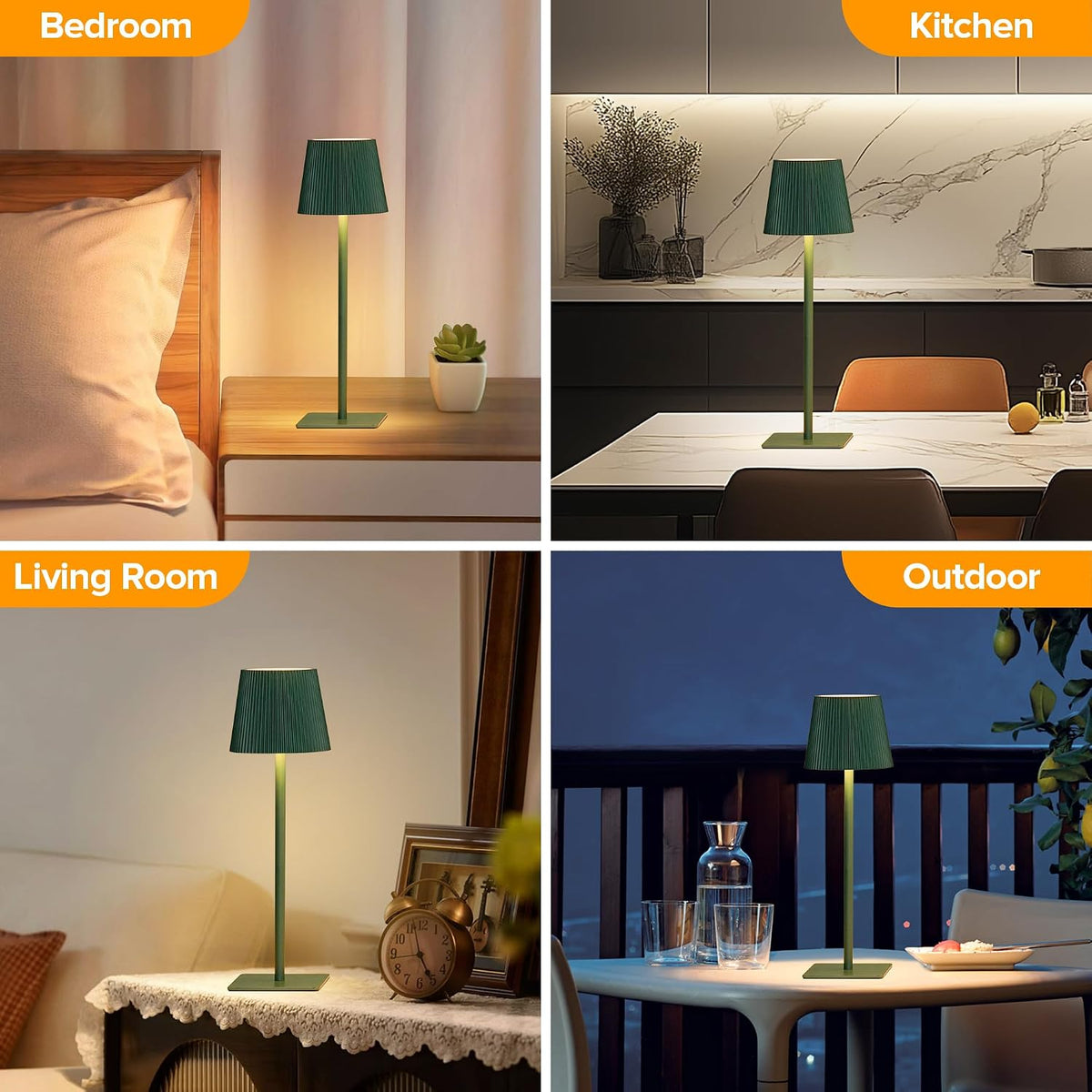 LUTEC 4 Pack Cordless Table Lamp,6000mAh Rechargeable Battery Operated Desk Lamp,Two Adjustable Heights,Waterproof