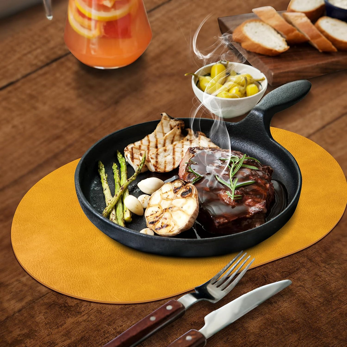 ADRIMER Placemats, Heat Resistant Oval Placemats Set of 12 Washable 12 x 17 Inch, Waterproof Table Mats, Wipeable Pu