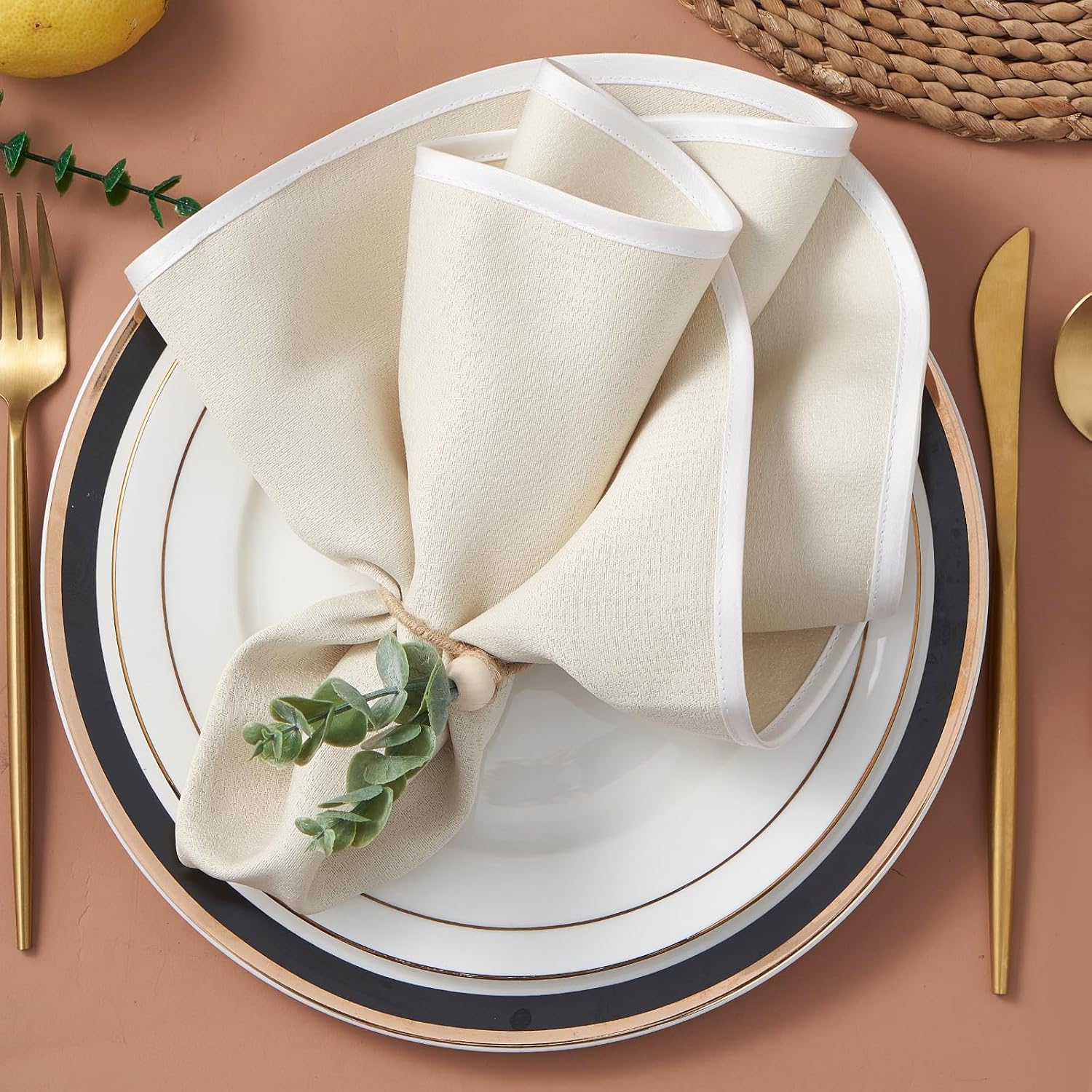 Boho Napkins Rings / Eucalyptus Leaf / Set of 12