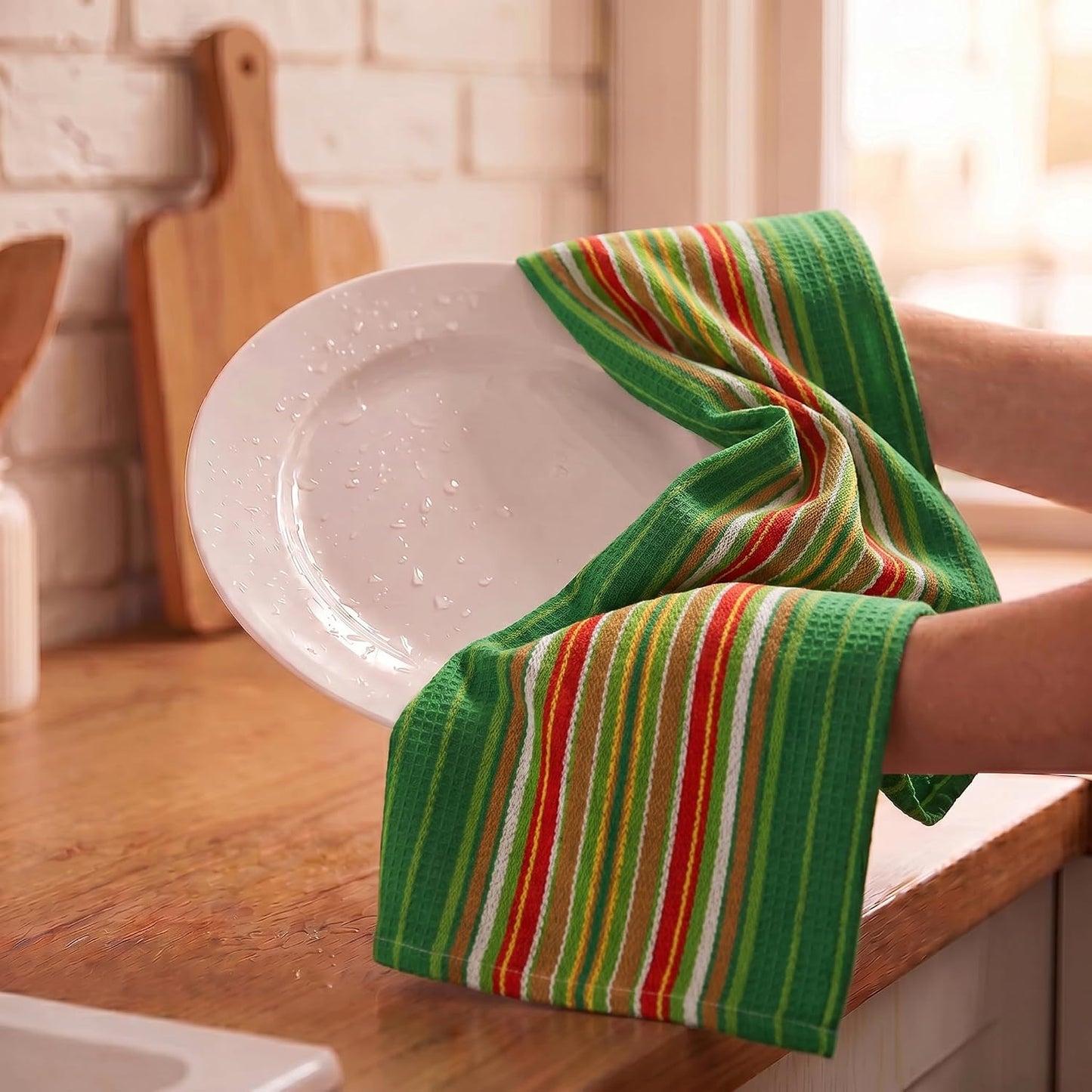 Urban Villa Kitchen Towel Cotton Dish Towel 20”x30”(Set of 6) Leaf Green