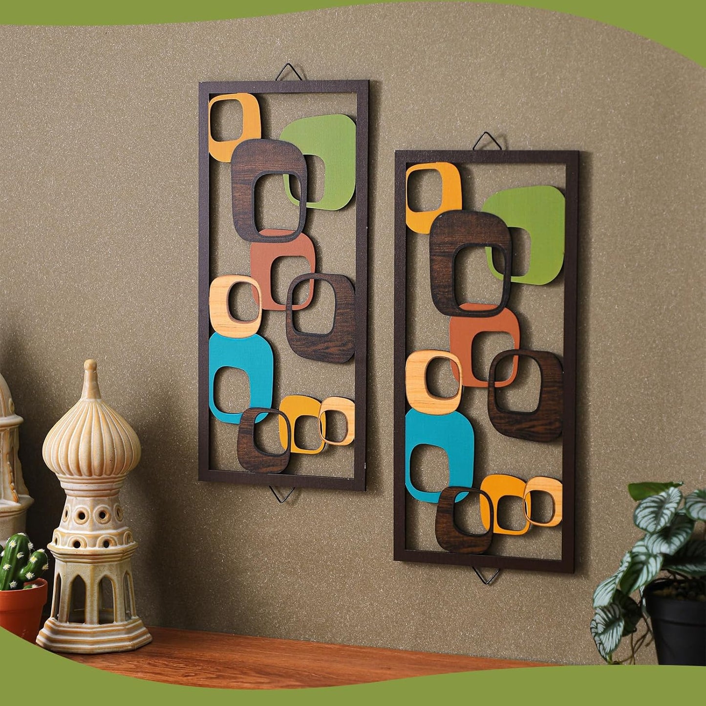 Mid Century Wall Art Mid Century Modern Decor Elegance Wall Accents Wood Abstract Decor / Set of 2