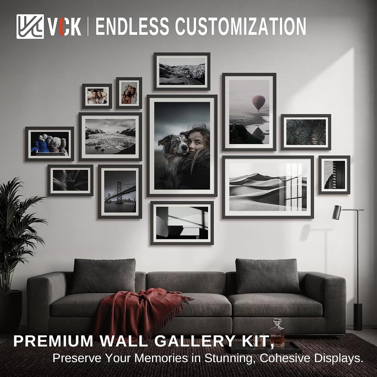 VCK 20x30 Frame 3 Pack - Black Textured Wood Wall Poster Frames 20 x 30 | 20 x 30 picture frame, plexiglass, 1.1 inch