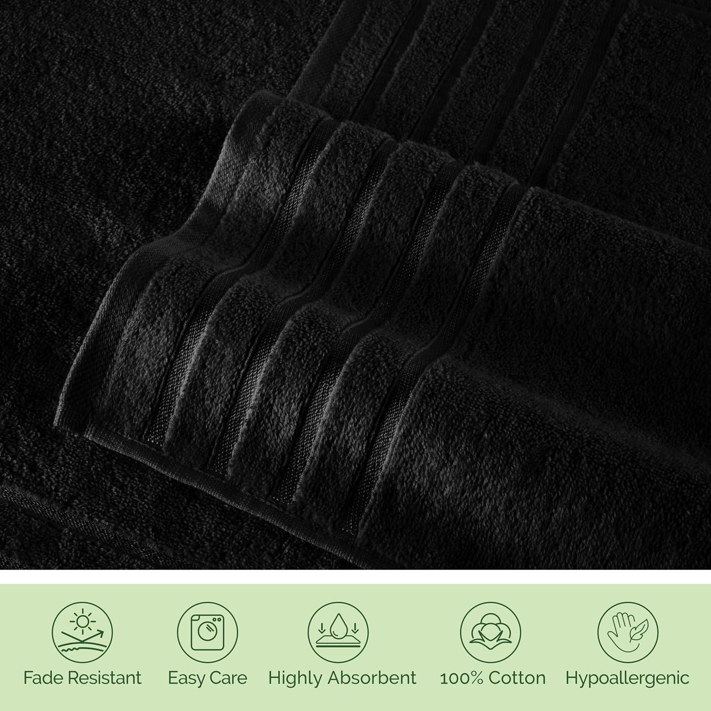 Elegant Comfort 4 Lines Viscose Stripe 6-Piece Premium Towel Set - 100% Turkish Cotton High Absorbent Luxury Bathroom