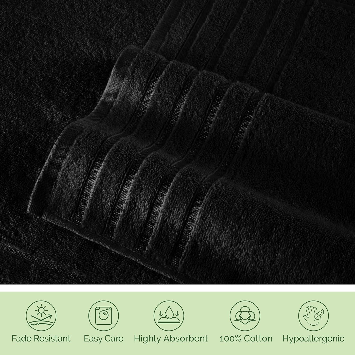 Elegant Comfort 4 Lines Viscose Stripe 6-Piece Premium Towel Set - 100% Turkish Cotton High Absorbent Luxury Bathroom
