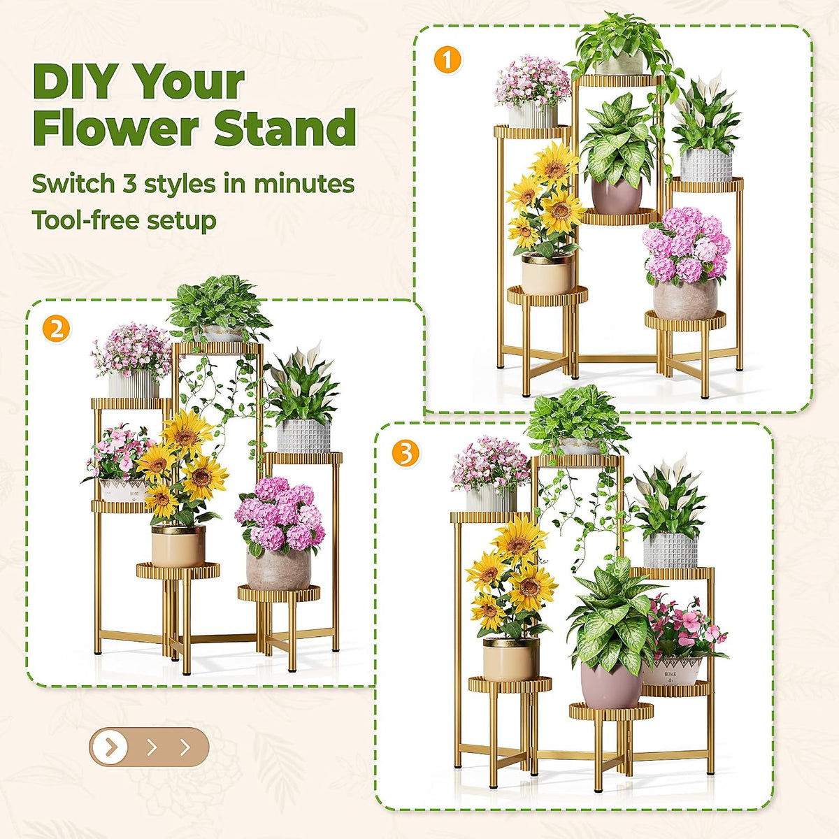 6 Tier Large Tiered Plant Stand Indoor, 7.9 Inch Wide Tall Corner Metal Plant Stands Outdoor for Multiple Plants