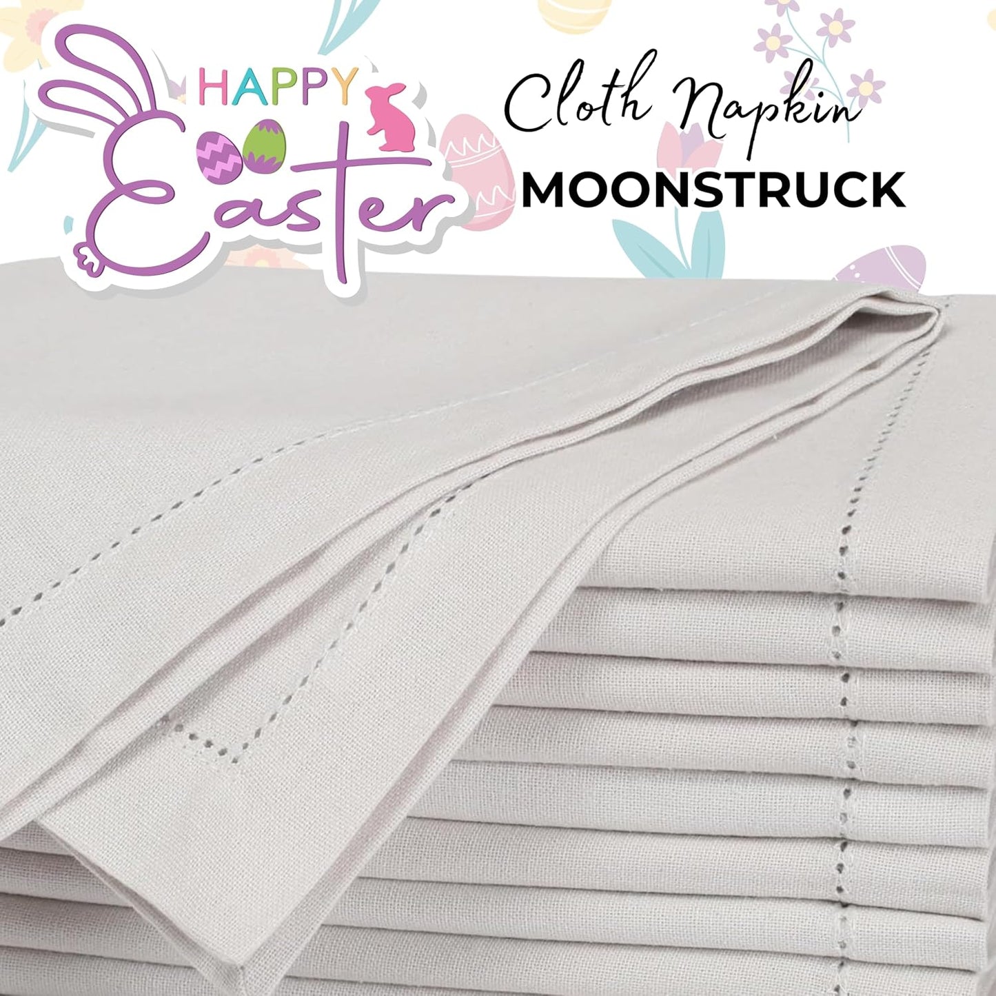 Bedding Craft Cotton Dinner Cloth Napkins Set of 12 – 18x18 Apricot Gelato Moonstruck Hemstitched – Machine Washable