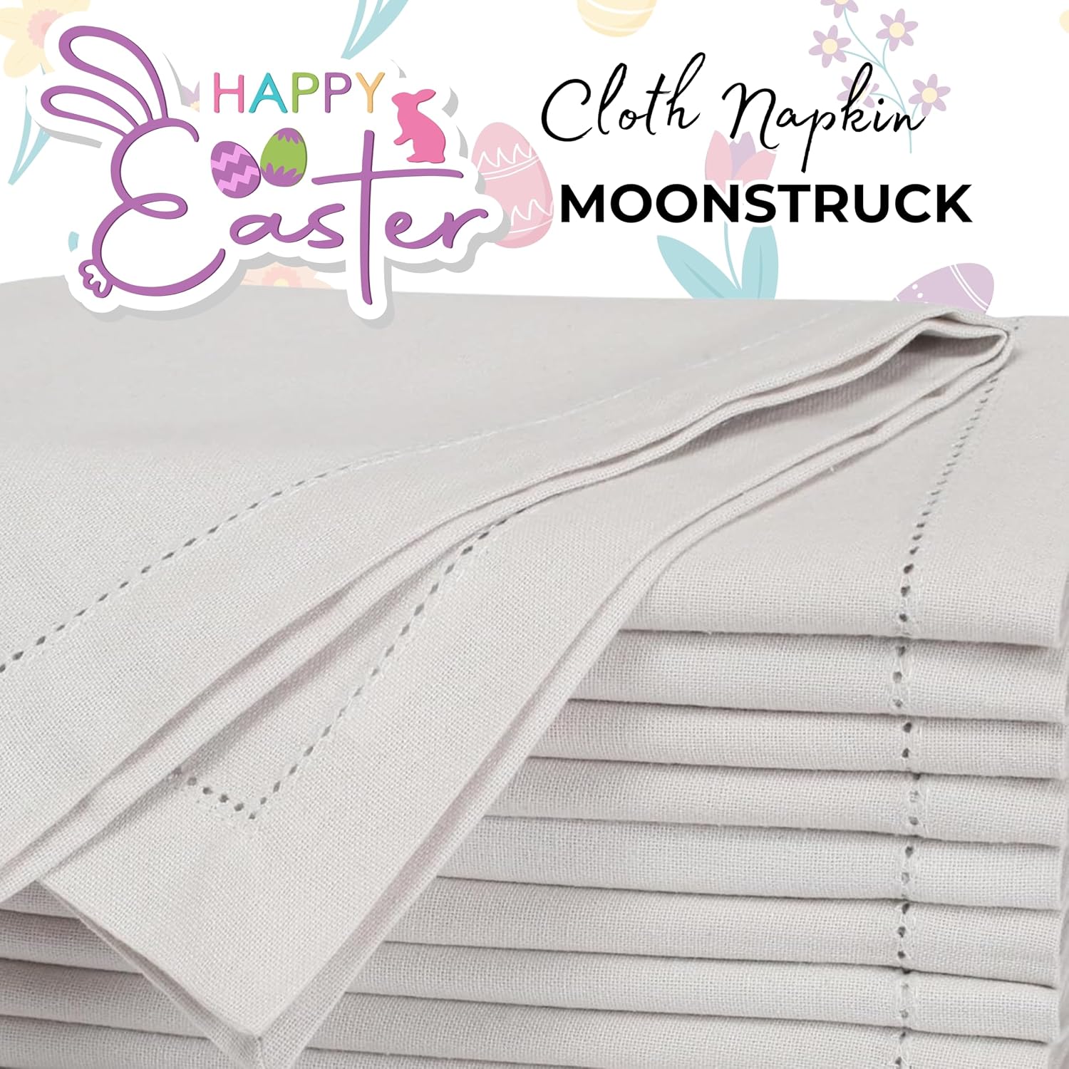 Bedding Craft Cotton Dinner Cloth Napkins Set of 12 – 18x18 Apricot Gelato Moonstruck Hemstitched – Machine Washable