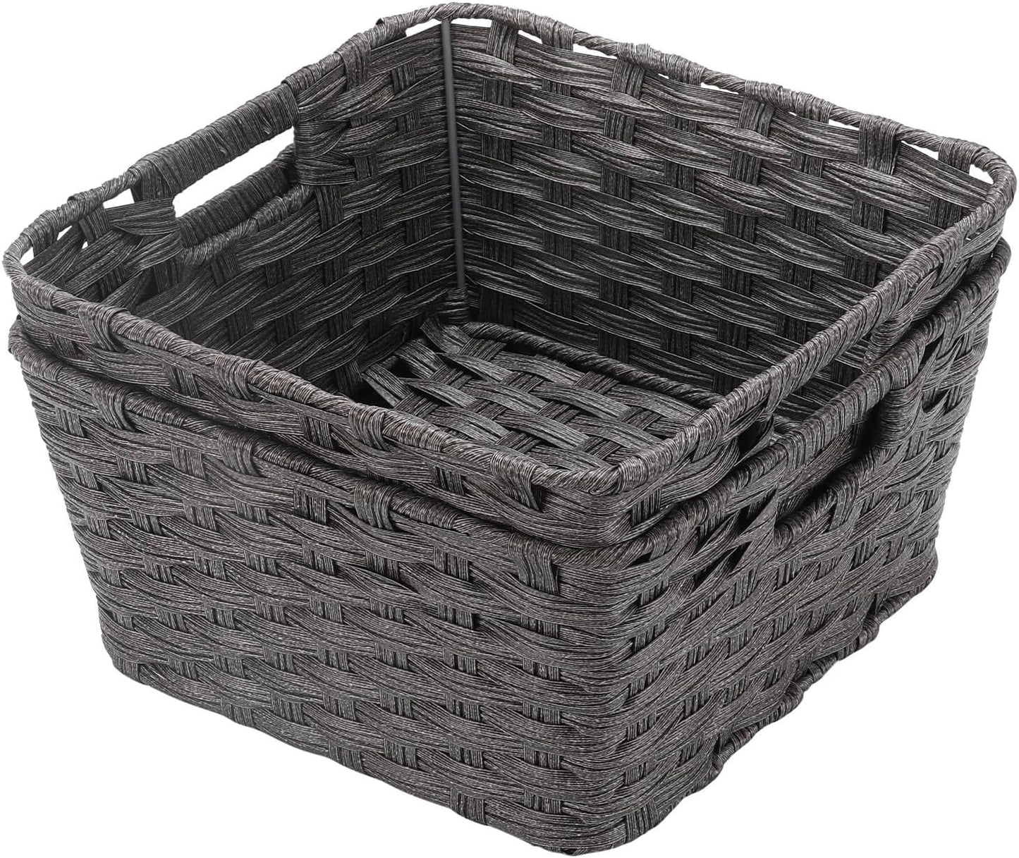 Wicker Storage Baskets / 12 x 12 x 6 / Dark Grey