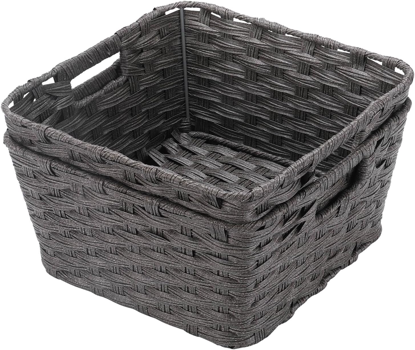 Wicker Storage Baskets / 12 x 12 x 6 / Dark Grey