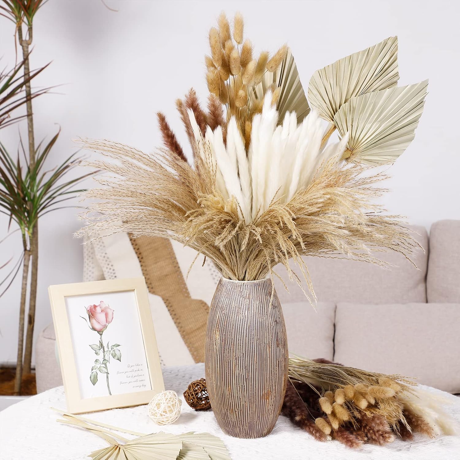 Dried Pampas Grass Decor Bulk / Set of 110