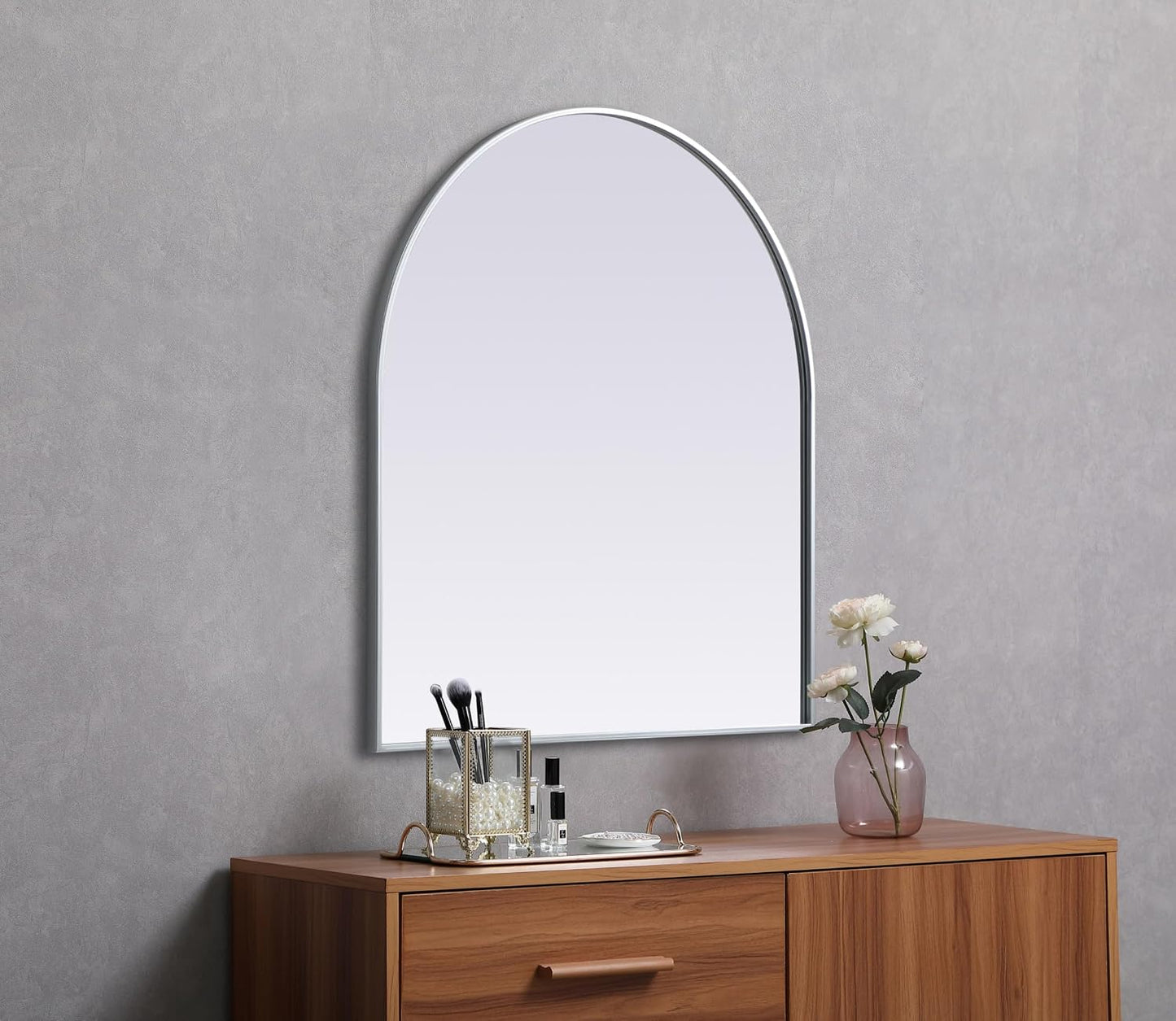 Elegant Decor Ayra Arch Modern MDF Wood/Iron Mirror in Brass / 33 x 36