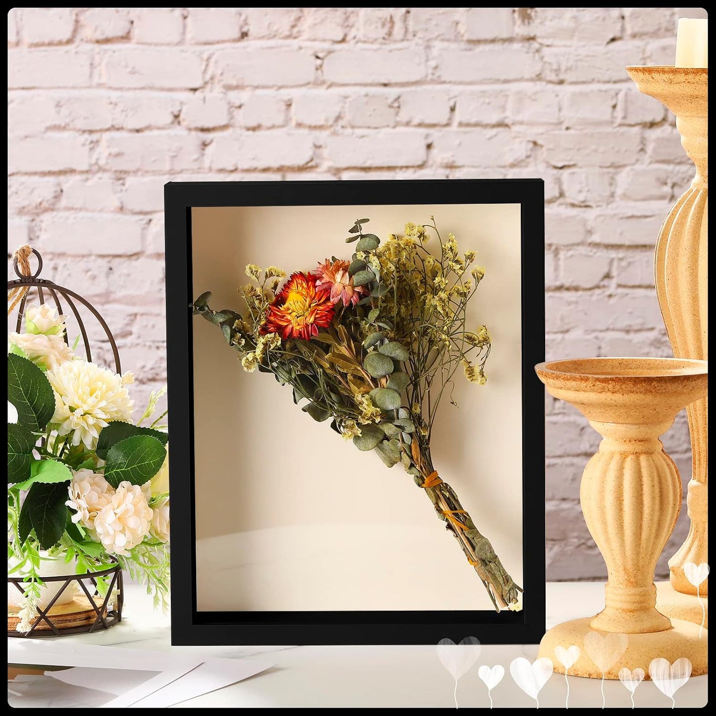 12 Pieces Shadow Box Picture Frame Square Shadow Boxes Display Cases for Graduation Sports Memorabilia Wedding Memories