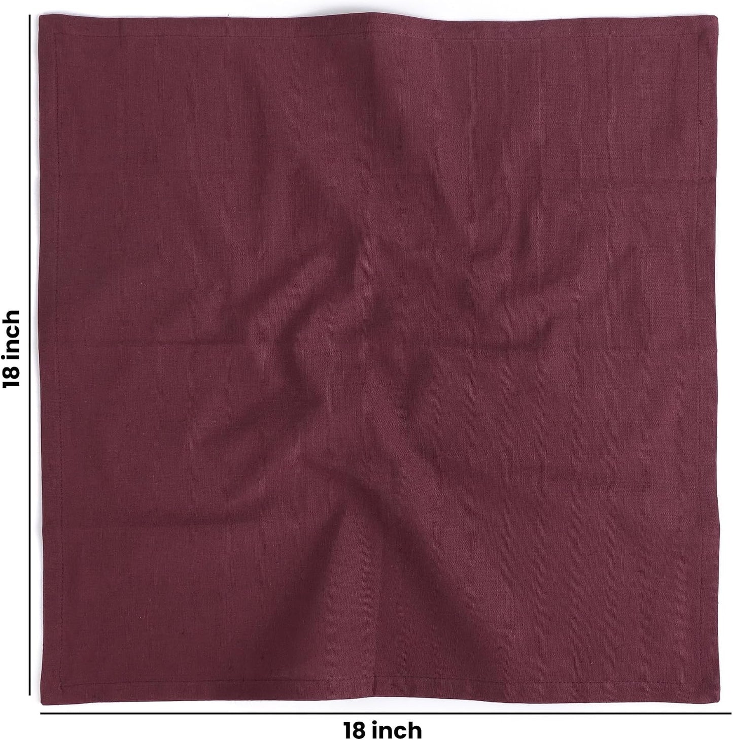 NATURALCRAFT Cloth Napkins Set of 12 Cotton Linen18x18 inch Wine | Washable Reusable Fabric Soft Durable Quality