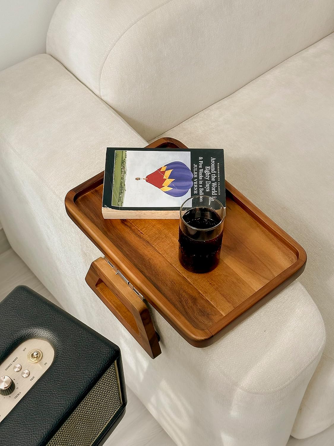 Wooden Sofa Arm Tray / Acacia / 13.8 x 9.5 x 1