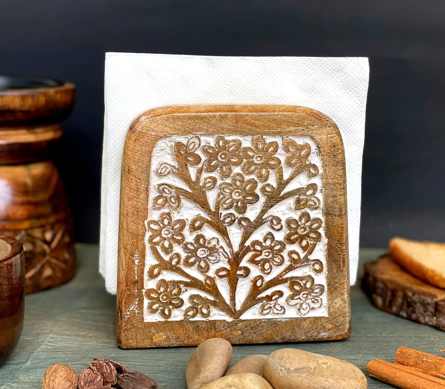 Boho Paper Napkin Holders / White