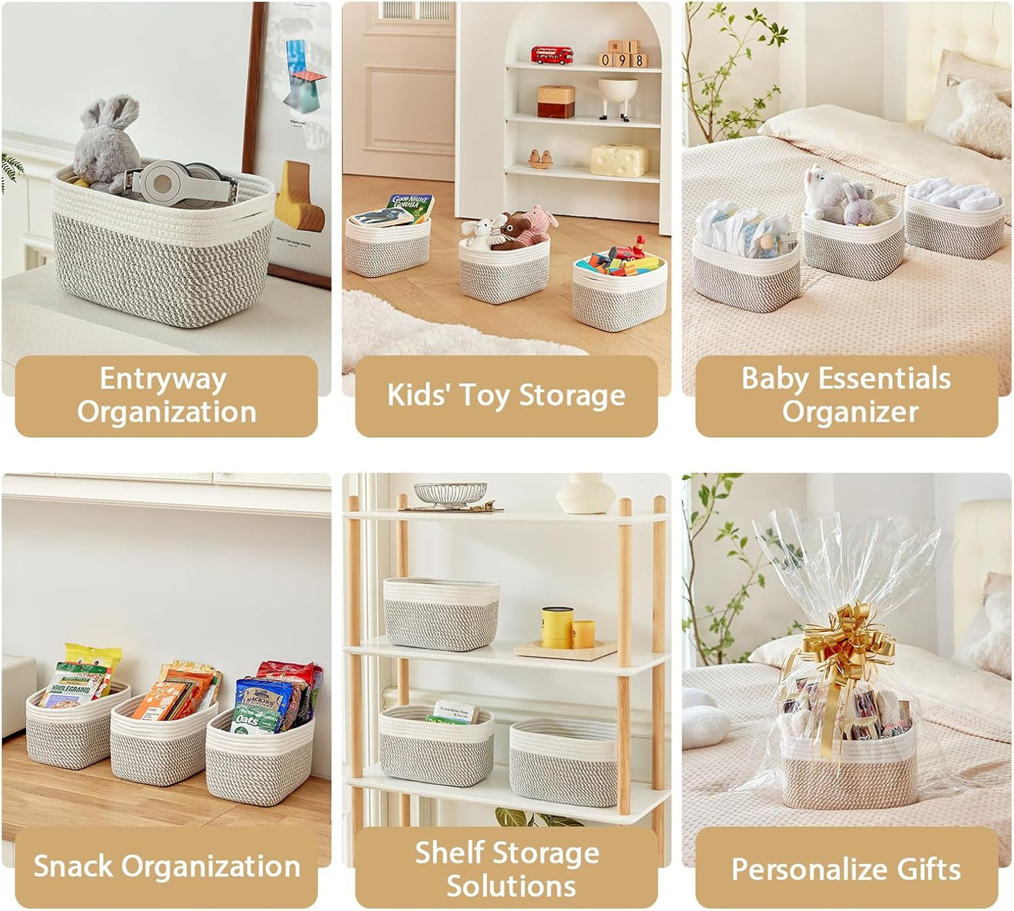 Bathroom Storage Basket / White & Mixed Grey / 10.6 x 6.7 x 6.7